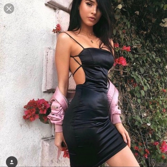 Oh Polly Dresses & Skirts - Oh Polly Black Satin Dress